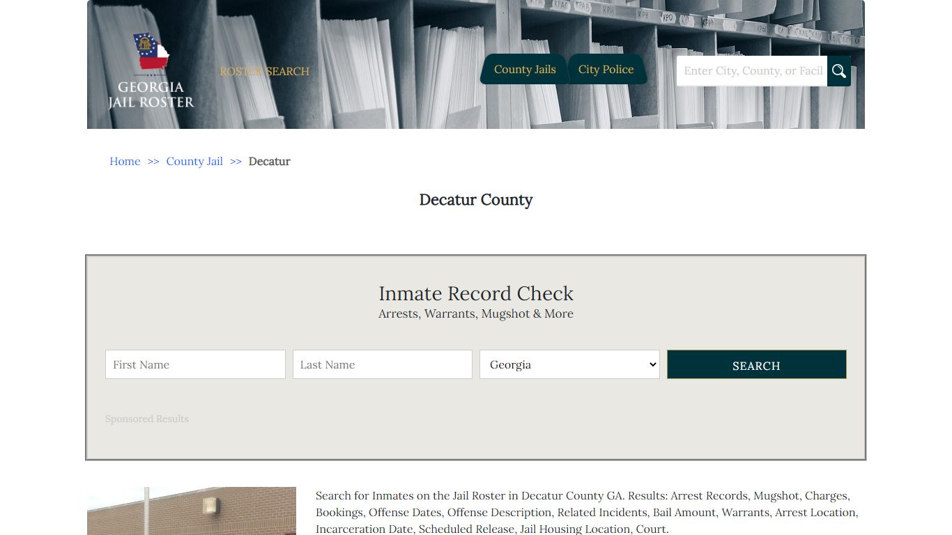 Decatur County - Georgia Jail Inmate Search